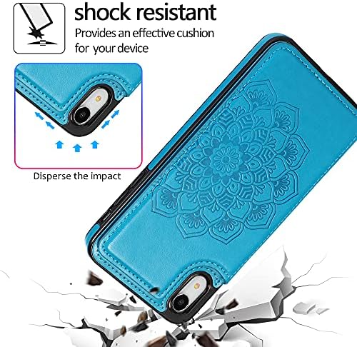 NKECXKJ Design para iPhone XR/10R Caixa de carteira, capa de telefonia de couro PU com suporte de carteira de protetor de tela, capa de proteção à prova de choques do choque para iPhonexr Men Girls 6,1 polegadas azul