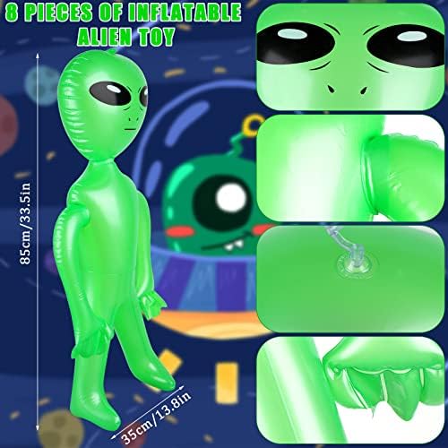 OBANGONG 8 PCS Alien Inflable Alien 33,5 polegadas Alien Alien Infle Toy Green Alien Balloon para festa temática alienígena, aniversário,