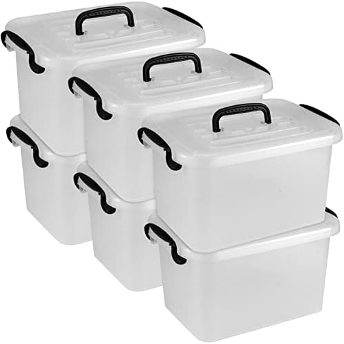 Hoigon 6 pacote 6,6 Bincos de armazenamento de plástico de quart com tampas e alça de trava, caixa de recipiente de armazenamento