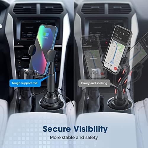 Beglero Cup Holder Phone Mount: Ajuste de altura ajustável para carro para carro, Base de copo universal extensível, suporte