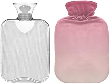 Garrafa de água quente de gradiente rosa com tampa de saco de água quente para alívio da dor 1l bolsa quente pacote quente para cólicas