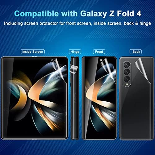 [2set 8pcs] Galaxy Z Fold 4 Protetor de tela, filme interno da TPU + Protetor de tela externa coberta + tampa traseira, alta clareza, anti-batida, bolha grátis para a Samsung 5g