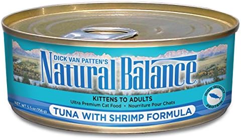 Receita de comida de gato enlatada de equilíbrio natural, atum e receita de camarão, pacote de 24 x 6 onças