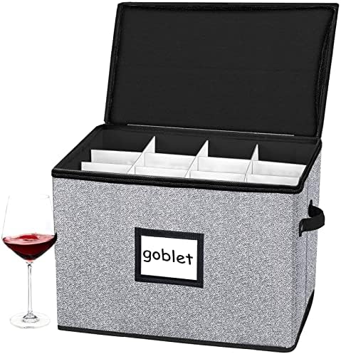 Casos de armazenamento de Stemware de Jaysday com divisores, caixa de armazenamento de vidro de vinho, armazenamento de cristal