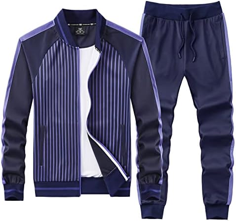 Anotwener Men's Track Suits 2 peças de colarinho de colarinho comprido com bolsos laterais duplos e calças de moletom