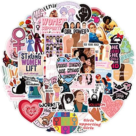 50 PCs adesivos feministas Girl Girl Power Indie Mirror Setors de laptop para mulheres adesivas de garotas de consciência,