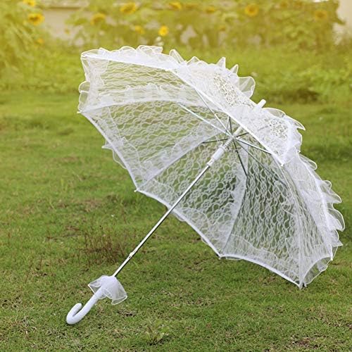 Lesiega Lace Umbrella Vintage Wedding Bridal Parasol com suprimentos de decoração de guarda -chuva de metal para casamentos, festas, banquetes, palco, suporte de fotografia