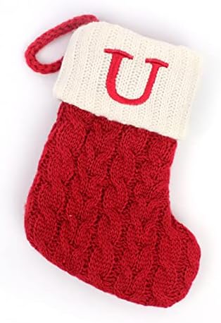 Tapiyang Knit Christmas Stocking With Letter White & Red Letter Meias para o presente de Natal de férias de Natal