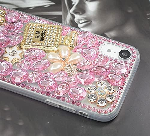 iPhone 12 /iPhone 12 Pro Bling Glitter Case, Luxury Bling Diamond Rhinestone Gemstone 3D PERFUME GRANHEIRA E FLOR