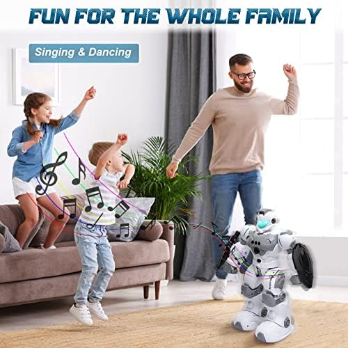 RC Robot Toys for Kids, Toy Robot de controle remoto com dança/tiro, programável recarregável com 2,4 GHz de gestos inteligentes