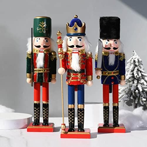 ABOOFAN Christmas Nutcracker Decor de madeira rei e estatueta de nozes de madeira para decorações de mesa de Natal