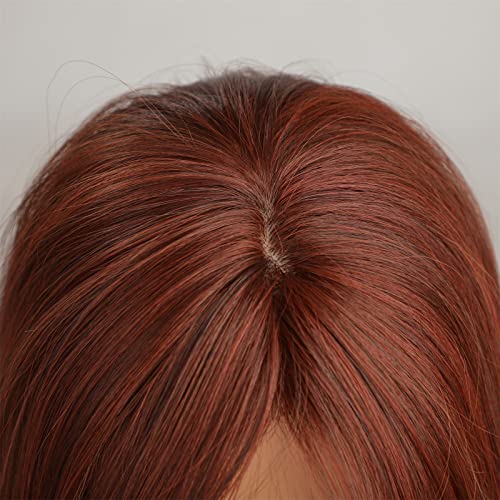 Basha Auburn Vermelho Vermelho Vermelho Red Limpa de peruca de peruca em camadas de aparência em camadas Para mulheres Lady Girl Middle Parte com franja 25 polegadas resistentes ao calor peruca sintética Halloween maduro diariamente