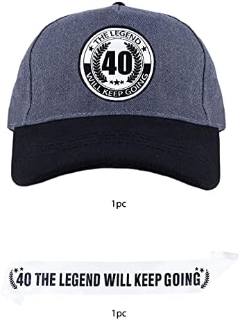 Presentes de 40º aniversário para homens, chapéus de 40 anos para homens, boné de beisebol de 40 anos e faixa, chapéu de 40 anos