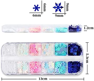 12 grades snowflake unhel art slitters 3d flocos de neve glitter flocos de confete design snowflakes unhas adesivos