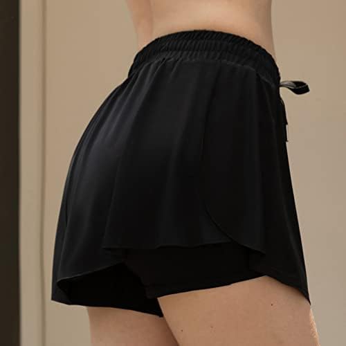 Powerasia Womens Flowy Shorts 2-em 1 Camada dupla executando shorts de tênis shorts de tênis de cintura alta com saia de verão de bolso