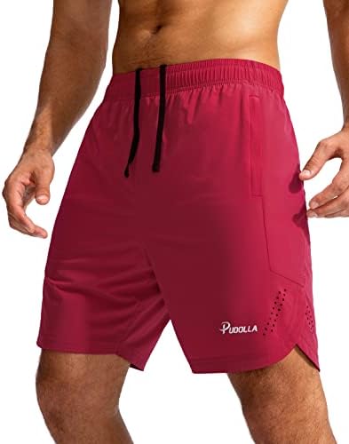 Shorts de ginástica atléticos de pudolla masculino 7 '' para homens para homens treinamento esportivo leve com bolsos com zíper