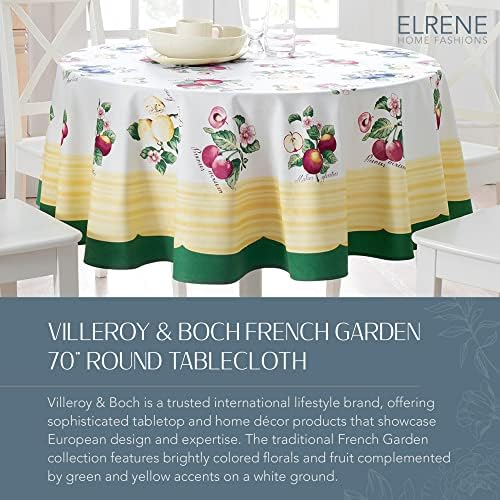 Elrene Home Fashions Villeroy & Boch French Garden Round Toneta de mesa, toalha de mesa para mesas de jantar, 70