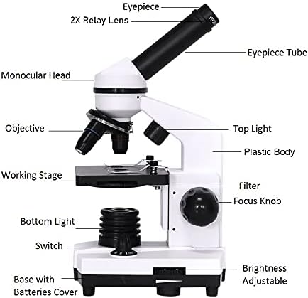 FGUIKZ Microscópio Biológico Profissional Microscópio LED Microscópio Microscópio de Exploração Biológica Adaptador de Smartphone