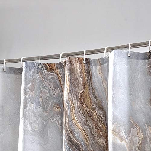 Textura de mármore de cortina de chuveiro Cosevier para banheiro, tecido de poliéster marrom decoração de banheiro à prova d'água, 72 x 96 polegadas, tamanho extra longo