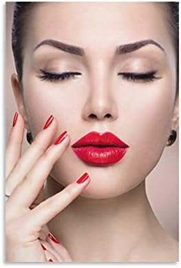 Beleza salão de beleza salão de beleza Red Lips Woman Flower Poster Poster de maquiagem de maquiagem Poster impressão de