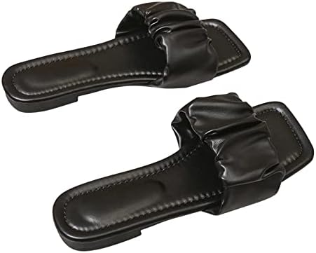 Moda Praça dos dedo do pé para mulheres Sandálias planas casuais de verão confortáveis ​​chinelos ao ar livre Slipper do dia da mãe