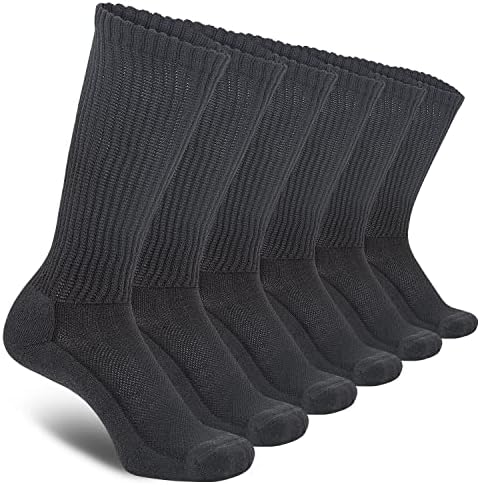 ATHLEMO 6 pares de meias de bambu para homens de pés suados tripulantes, sem costura e almofadada anti-odor respirável