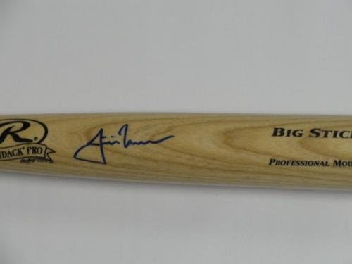 Justin Morneau assinou Tan Rawlings Bat em tamanho grande Colorado Rockies Twins - Bats MLB autografados