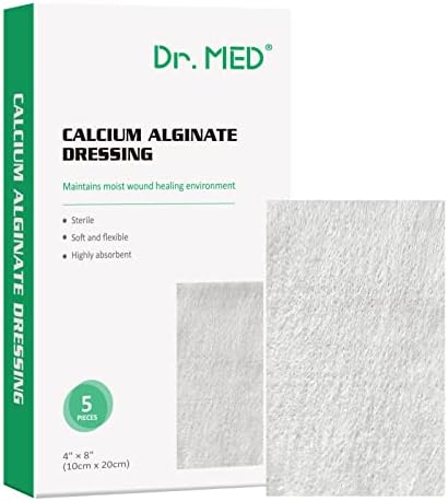 Dr. Med Ag Silver Cálcio Alginato Derramado 4''x4 '', 5 Patches de embalagem individual Alginato de alta absorção AG Bandagem