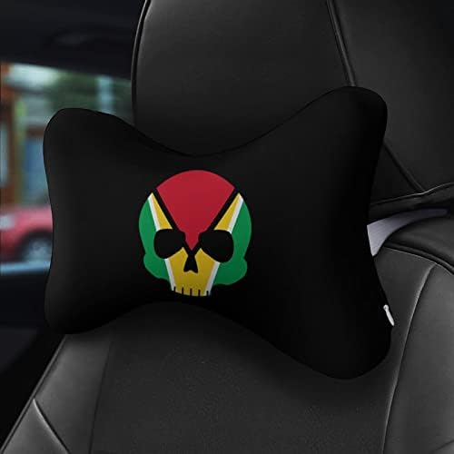 Guiana Flag Skull Car pescoço travesseiros de memória espuma de espuma macia apoio de cabeça de cabeça descanso para dirigir