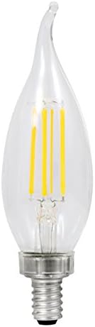 Sylvania B10 Lâmpada LED, 60W Eficiente eficiente 5W, 13 anos, ponta dobrada, base de candelabros, 500 lúmens, 2700k, branco macio, claro - 2 pacote