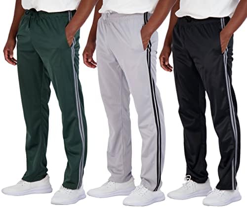 Pacote Essentials Real 3: Men's Attive Athletic Casual Tricot Open Bottom Sweats com bolsos