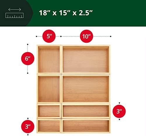 Royal Craft Wood Luxury Bamboo Kitchen Drawer Organizer - Organizador de talheres e conjunto de caixas de armazenamento