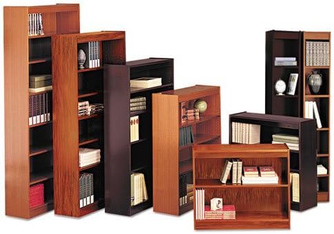 Alera Square Corner Wood Bookcase, cinco prateleiras, 35,63W x 11,81d x 60h, cereja média