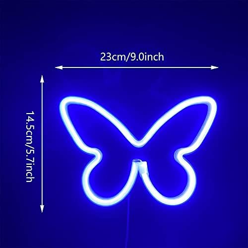 Enuoli azul borboleta sinais de neon luminosas de borboleta neon luzes de borboleta luminárias de neon led Bateria ou luzes