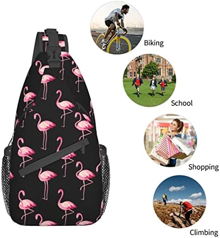 Qurdtt rosa flamingo bolsa de sling sacos de peito crossbody ombro mochila viagens de caminhada do dia para homens