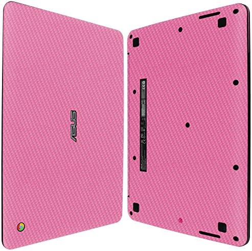 Skinomi Rosa Fibra de Carbono Compatível Compatível Compatível com Asus Chromebook 13.3 C300 Techskin Anti-Bubble Film
