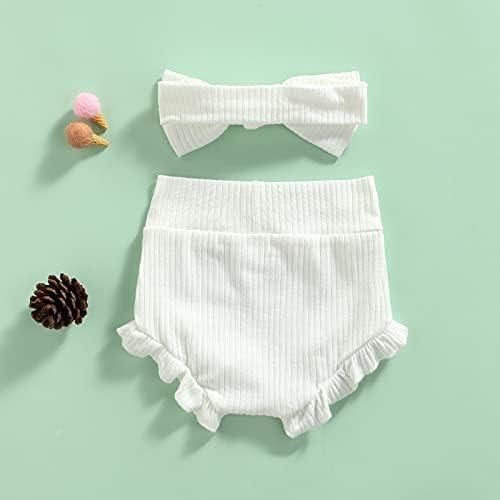 Goocheer 2pcs recém -nascido infantil garotinha bloomer bloomer shorts +faixa para a cabeça Basic fofos calças curtas de verão