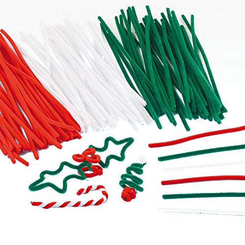Baker Ross EX798 Christmas Pipe Cleaners - Pack of 100, ⁠Creative Art Supplies for Kids, Crafts and Ornaments