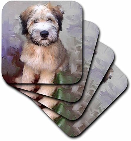3drose CST_4810_2 Soft Coated Wheaten Terrier Coasters macios, conjunto de 8