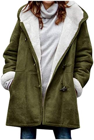 Casacos de inverno para mulheres retrô quente manga comprida plus size jacket chifre zíper com capuz de capuz