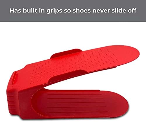 Organizador de slots de sapatos de saúde TMD - Anti -Slip Compact Anti -Slip Sapato de deck duplo ajustável Sapat Space Saves, fácil de montar para seus sapatos, sandália e botas, maximize a capacidade de armazenamento do armário | Conjunto de 6