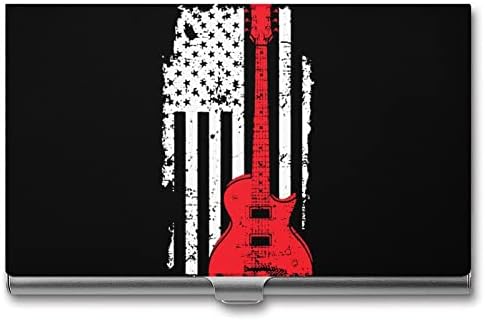 Casos de cartão de visita de guitarra de bandeira dos EUA Cartão de cartão de cartão fofo Id Credit Wallet Carrier