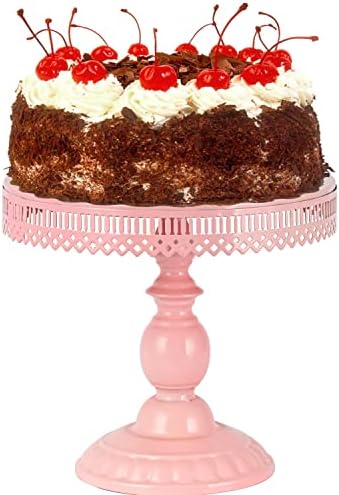 Texinpress 6 peças Bolo Stand Conjunto de bolo redondo rosa Posto de bolo 8 polegadas/10 polegadas/12 polegadas Cupcake de metal rosa