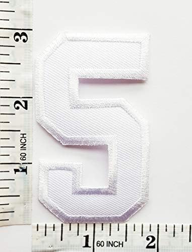 3 polegadas Número branco 5 Patches Apliques Decoração de tecido para tampa de chapéu de mochila pólo