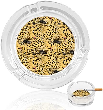 Cinzeiros para cigarros leopardo impressão de animais de cristal bandeja de cinzas de cinzas de cinzas de cinzas de cinzas