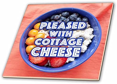 Imagem 3drose de palavras satisfeitas com queijo cottage na tigela - telhas