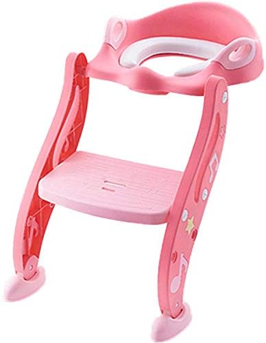 Potty rosa com escada de assento de vaso sanitário ajustável da escada com banquinho, até 70 kg, assentos de vaso sanitário para