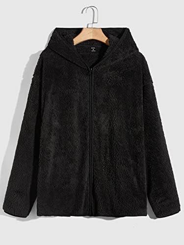 Jackets Ninq para homens - Homens soltar jaqueta de pelúcia com capuz de ombro