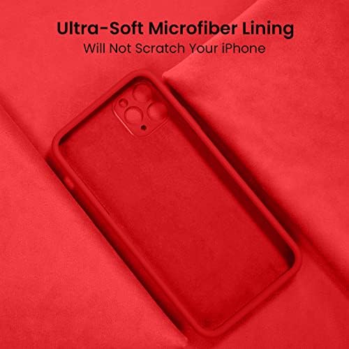 Firenova para iPhone 13 Pro Max Case de telefone, capa de silicone atualizada [Proteção à câmera] com [2 protetores de tela], forro de microfibra anti-arranhão suave dentro, 6,7 polegadas, vermelho