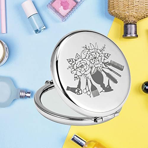 Chaeiro de teclado barbeiro espelho de cabeleireiro cabeleireiro de cabeleireiro compacto espelho de maquiagem compacta para mulheres meninas